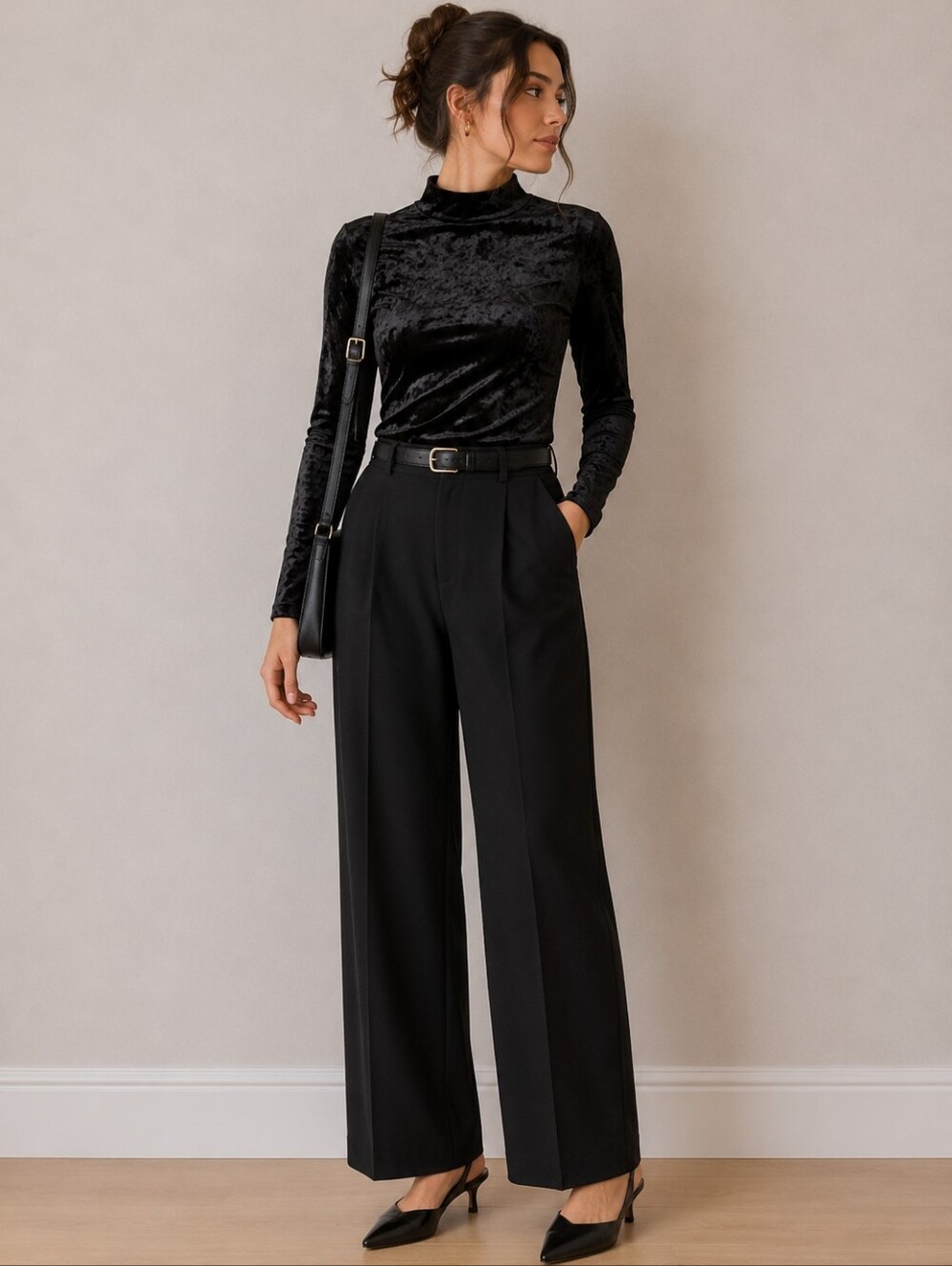 Black velvet turtleneck // size S